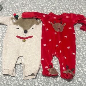 Carter's Red and Cream Reindeer Footies